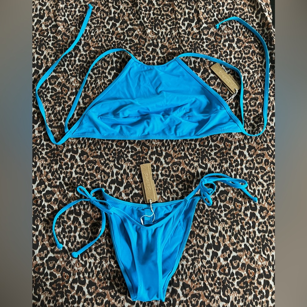 SKIMS Electric Blue Tie-Side Bikini Set